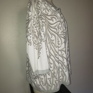 Bob Mackie Wearable Art 3X Cardigan Silver White